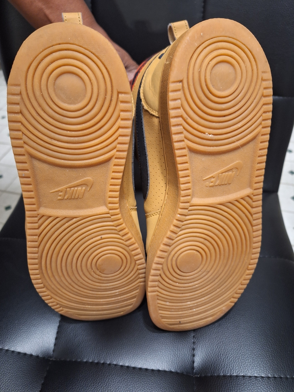Nike Men’s High-Top Sneakers in Wheat with Black Swoosh - Picture 5 of 5